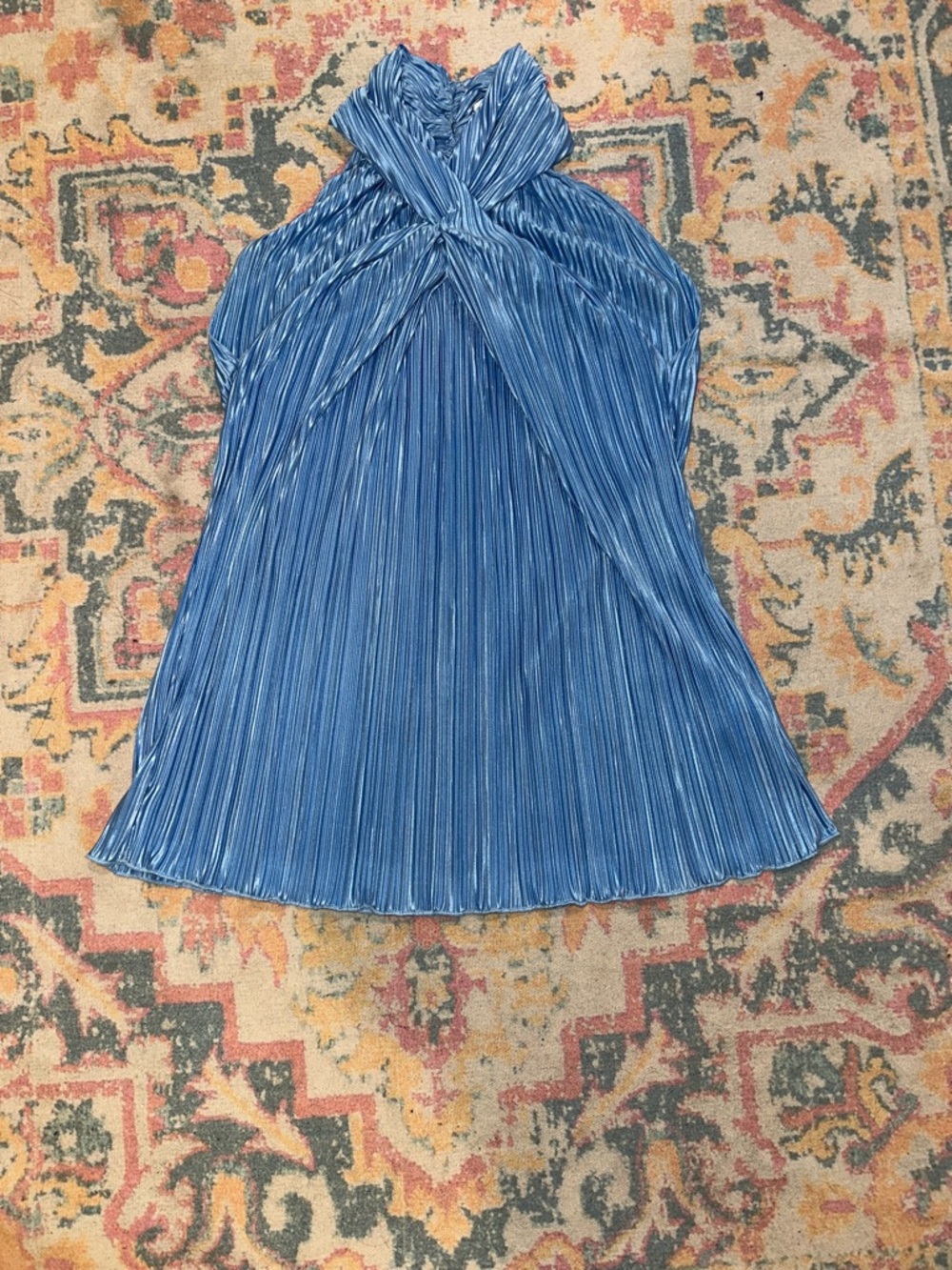 bishop + young Blue Pleated Halter Tunic Top